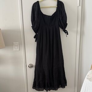 NWT. Free People Boho Black Maxi Dress